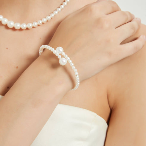 Eternal Embrace White Freshwater Pearl Bracelet - House Of Pearls
